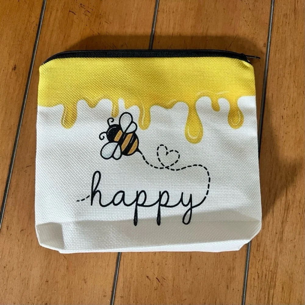 Bee Happy Design Cosmetic Zippered Pouch